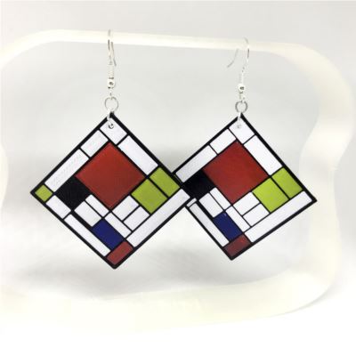 Orecchini Mondrian stampa 3d